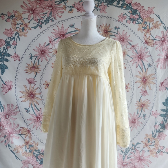 Axes Femme Babydoll Empire Highwaist Dress Gown Harajuku J Fashion Cream Cottage - Picture 10 of 16